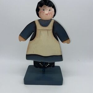 Wooden‎ Folk Art Doll Woman Girl Country Cottage Farmhouse Decor Cabin VTG EUC